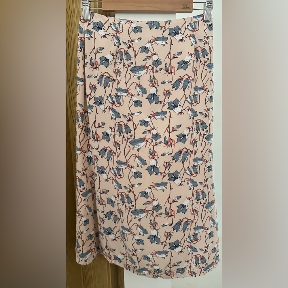 Valija Gitana Floral Maxi Skirt in Blush Pink with Navy Accents - Small